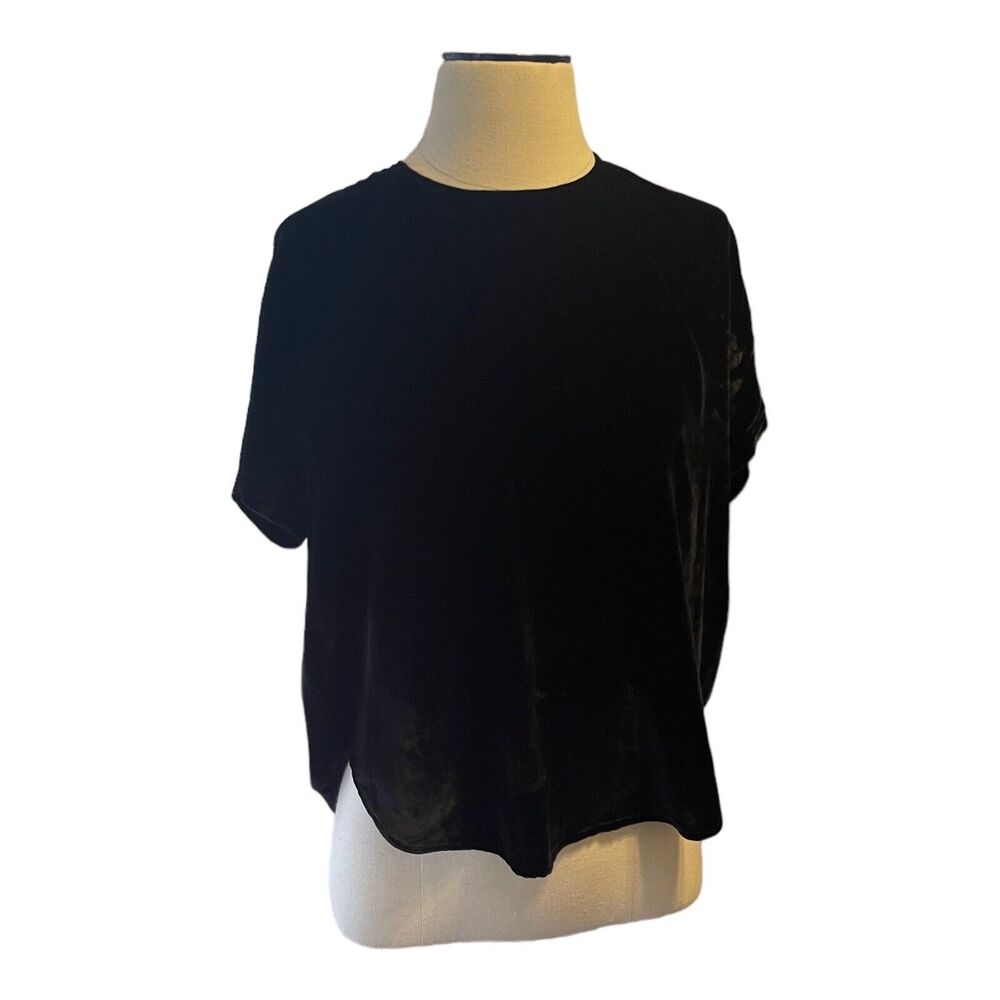 Madewell Black Velvet‎ Tulip Hem Top Size XS Retail $98